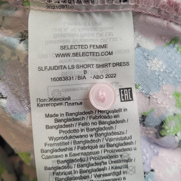 Selected Femme Judita Floral Shirt Dress w Statement Sleeves retro print - Picture 5 of 11